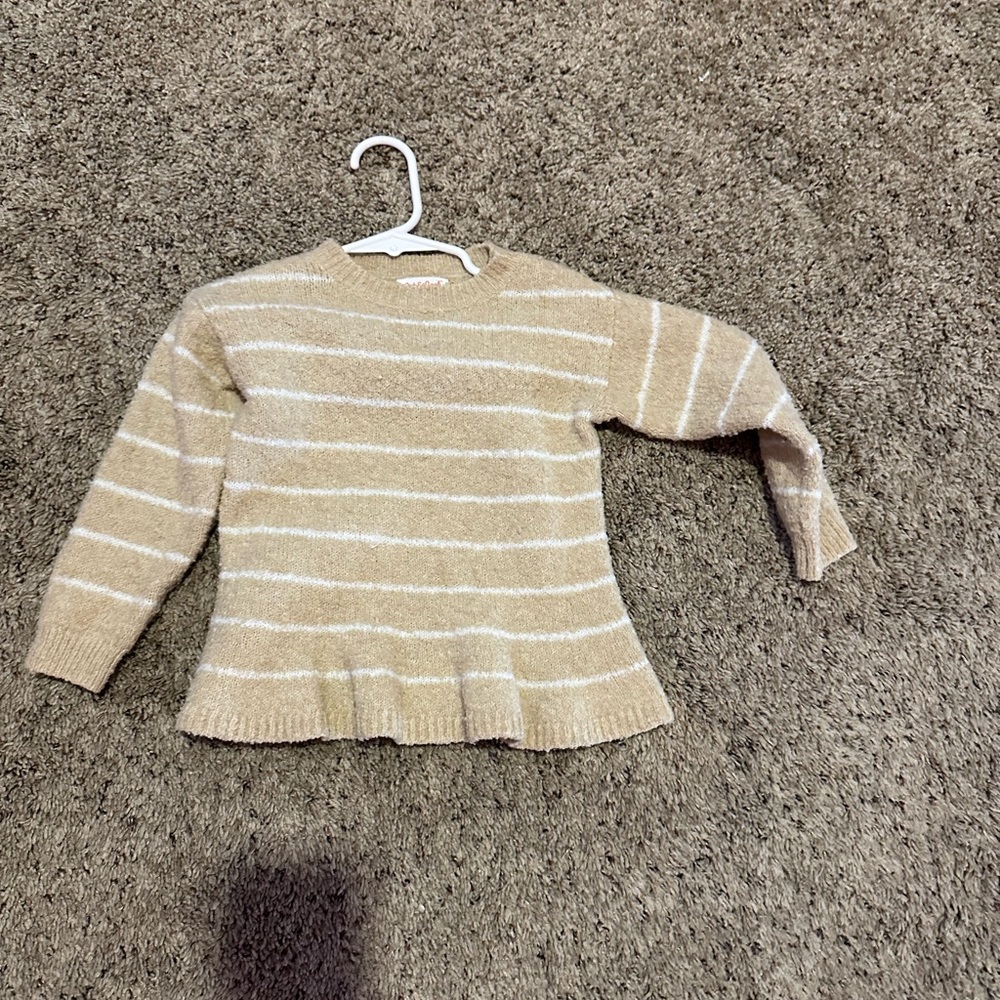 Tan with white stripes toddler girl sweater